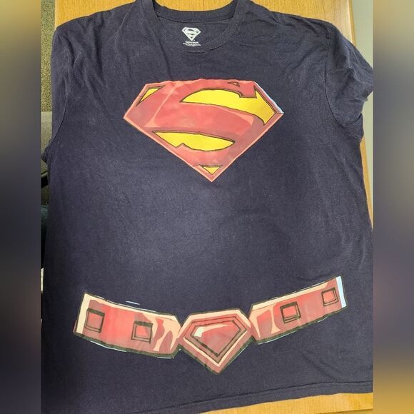 Superman Movie Cape T Shirt 2X DC Comics Book Costume Cosplay Man of Steel - Picture 2 of 10